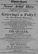 Playbill advertising a performance of Grievings a Folly!!; or, The House of Mourning at the Theatre Royal, Edinburgh :click to view larger image
