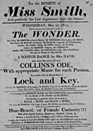 Playbill advertising a performance of The Wonder! at the Theatre Royal, Edinburgh :click to view larger image