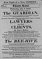 Playbill advertising a performance of The Guardian at the Theatre Royal, Edinburgh :click to view larger image