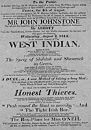 Playbill advertising a performance of The West Indian at the Theatre Royal, Edinburgh :click to view larger image
