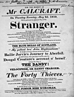 Playbill advertising a performance of The Stranger at the Theatre Royal, Edinburgh :click to view larger image