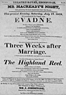 Playbill advertising a performance of Evadne at the Theatre Royal, Edinburgh :click to view larger image
