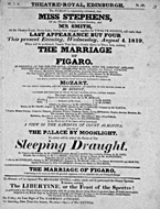 Playbill advertising a performance of The Marriage of Figaro at the Theatre Royal, Edinburgh :click to view larger image
