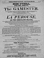 Playbill advertising a performance of The Gamester at the Theatre Royal, Edinburgh :click to view larger image