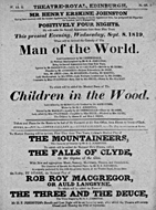 Playbill advertising a performance of Man of the World at the Theatre Royal, Edinburgh :click to view larger image