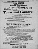 Playbill advertising a performance of Town and Country at the Theatre Royal, Edinburgh :click to view larger image