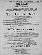 Playbill advertising a performance of The Carib Chief at the Theatre Royal, Edinburgh :click to view larger image