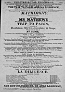 Playbill advertising a performance of Trip to Paris and La Diligence at the Theatre Royal, Edinburgh :click to view larger image