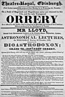 Playbill advertising a performance of Astronomical Lectures at the Theatre Royal, Edinburgh :click to view larger image