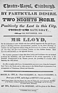 Playbill advertising a performance of Astronomical Lectures at the Theatre Royal, Edinburgh :click to view larger image