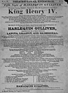 Playbill advertising a performance of King Henry IV at the Theatre Royal, Edinburgh :click to view larger image