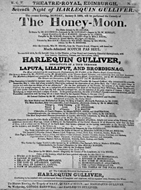 Playbill advertising a performance of The Honey-Moon at the Theatre Royal, Edinburgh :click to view larger image