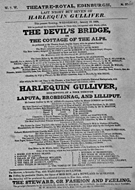 Playbill advertising a performance of The Devil's Bridge; or, The Cottage of the Alps at the Theatre Royal, Edinburgh :click to view larger image