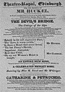 Playbill advertising a performance of The Devil's Bridge; or, The Cottage of the Alps at the Theatre Royal, Edinburgh :click to view larger image