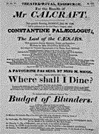 Playbill advertising a performance of The Last of the Caesars; or, Constantine Palaeologus at the Theatre Royal, Edinburgh :click to view larger image