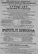 Playbill advertising a performance of The Antiquary; or, The Heir of Glenallan at the Theatre Royal, Edinburgh :click to view larger image