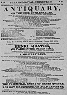 Playbill advertising a performance of The Antiquary; or, The Heir of Glenallan at the Theatre Royal, Edinburgh :click to view larger image