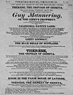 Playbill advertising a performance of Guy Mannering; or, The Gipsy's Prophecy at the Theatre Royal, Edinburgh :click to view larger image