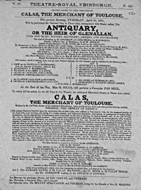 Playbill advertising a performance of The Antiquary at the Theatre Royal, Edinburgh :click to view larger image