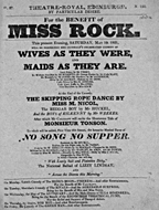 Playbill advertising a performance of Wives As They Were, and, Maids As They Are at the Theatre Royal, Edinburgh :click to view larger image