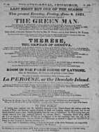 Playbill advertising a performance of The Green Man at the Theatre Royal, Edinburgh :click to view larger image