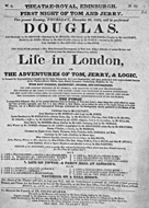Playbill advertising a performance of Douglas at the Theatre Royal, Edinburgh :click to view larger image