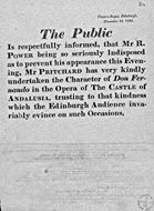 Playbill advertising a performance of The Public at the Theatre Royal, Edinburgh :click to view larger image