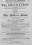 Playbill advertising a performance of The Dramatist at the Theatre Royal, Edinburgh :click to view larger image