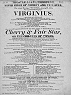 Playbill advertising a performance of Virginius at the Theatre Royal, Edinburgh :click to view larger image