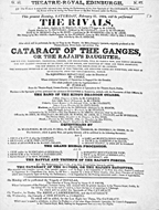 Playbill advertising a performance of The Rivals at the Theatre Royal, Edinburgh :click to view larger image