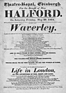 Playbill advertising a performance of Waverley at the Theatre Royal, Edinburgh :click to view larger image