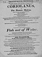 Playbill advertising a performance of Coriolanus; or, The Roman Matron at the Theatre Royal, Edinburgh :click to view larger image