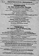 Playbill advertising a performance of The Tempest; or, The Enchanted Island at the Theatre Royal, Edinburgh :click to view larger image