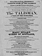 Playbill advertising a performance of The Talisman; or, A Tale of the Crusaders at the Theatre Royal, Edinburgh :click to view larger image