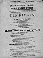 Playbill advertising a performance of The Rivals; or, A Trip To Bath at the Theatre Royal, Edinburgh :click to view larger image