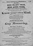 Playbill advertising a performance of Know Your Own Mind at the Theatre Royal, Edinburgh :click to view larger image