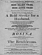 Playbill advertising a performance of A Bold Stroke for a Husband at the Theatre Royal, Edinburgh :click to view larger image