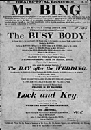 Playbill advertising a performance of The Busy Body at the Theatre Royal, Edinburgh :click to view larger image