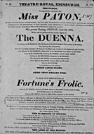 Playbill advertising a performance of The Deuna at the Theatre Royal, Edinburgh :click to view larger image