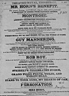 Playbill advertising a performance of Montrose at the Theatre Royal, Edinburgh :click to view larger image