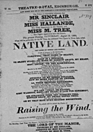 Playbill advertising a performance of Native Land at the Theatre Royal, Edinburgh :click to view larger image