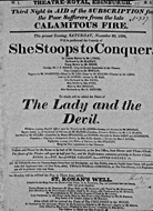 Playbill advertising a performance of She Stoops to Conquer at the Theatre Royal, Edinburgh :click to view larger image