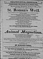 Playbill advertising a performance of St Ronan's Well at the Theatre Royal, Edinburgh :click to view larger image
