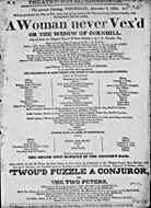 Playbill advertising a performance of A Woman Never Vex'd; or, The Widow of Cornhill at the Theatre Royal, Edinburgh :click to view larger image