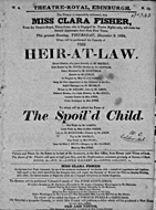 Playbill advertising a performance of The Heir-at-Law at the Theatre Royal, Edinburgh :click to view larger image