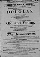 Playbill advertising a performance of Douglas at the Theatre Royal, Edinburgh :click to view larger image