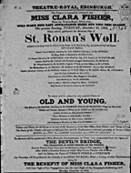 Playbill advertising a performance of St Ronan's Well at the Theatre Royal, Edinburgh :click to view larger image