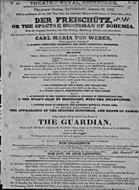 Playbill advertising a performance of Der Freischutz, or, The Spectre Huntsman of Bohemia at the Theatre Royal, Edinburgh :click to view larger image