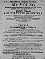 Playbill advertising a performance of King Lear and His Three Daughters at the Theatre Royal, Edinburgh :click to view larger image