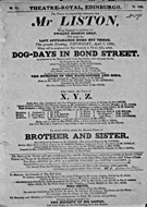 Playbill advertising a performance of Dog-Days in Bond Street at the Theatre Royal, Edinburgh :click to view larger image